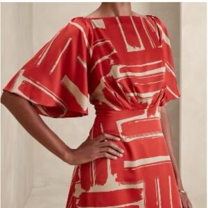 Banana Republic Red and Gold Midi Dress